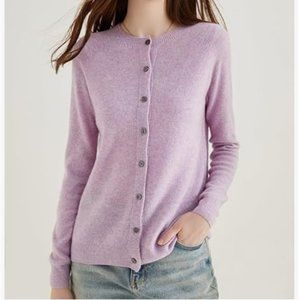 NWT Liny Xin 100% Merino Wool Purple Cardigan, size L